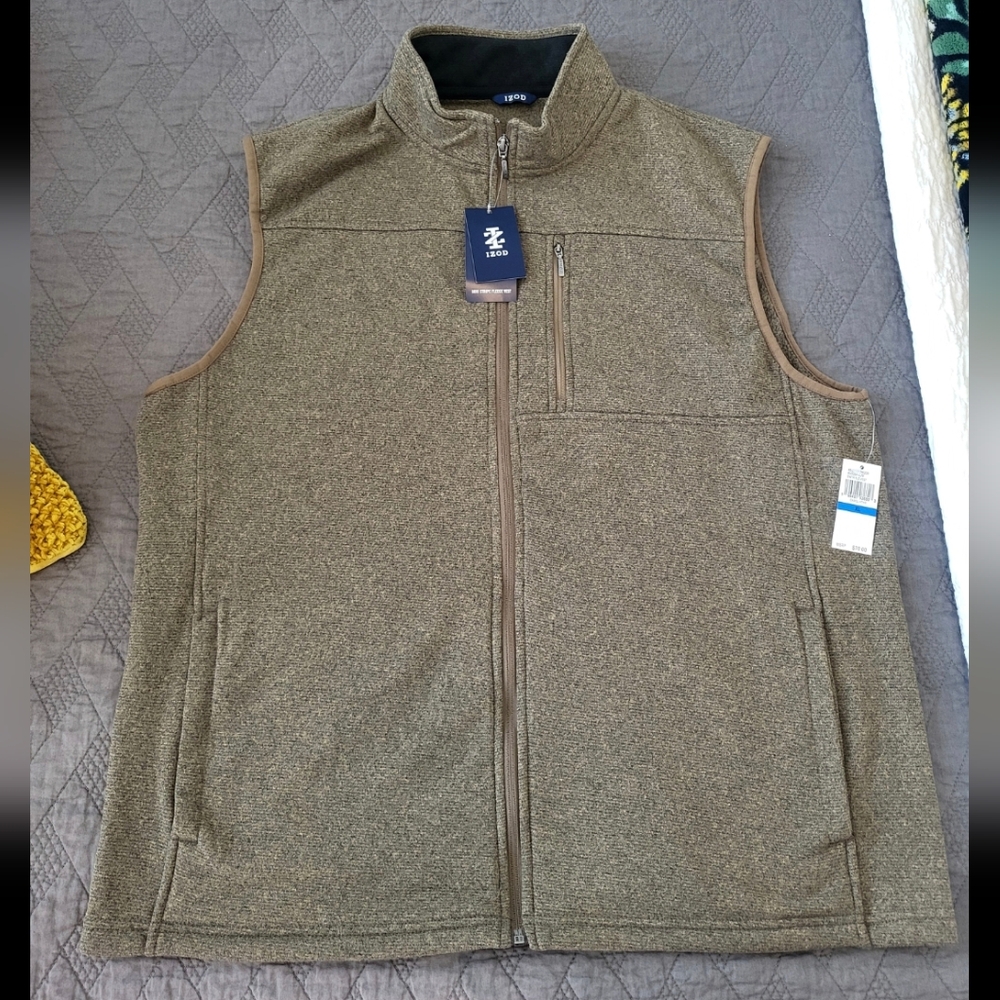 Izod Sweater Fleece Vest Camel Heather Size XL NWT